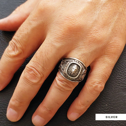 Hazrat Ali Lion Ring, Dhulfiqar Sword Round Ring, Islamic Zulfiqar Sword Jewelry, Zulfiqar Face Ring Jewelry, Muslim Silver R
