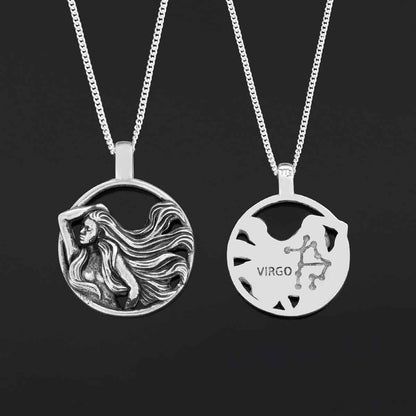 Horoscope Virgo Necklace, Handmade Virgo Pendant, Sterling Silver Virgo Necklace, Virgo Jewelry by SWISS PLUS - Zodiac Collec