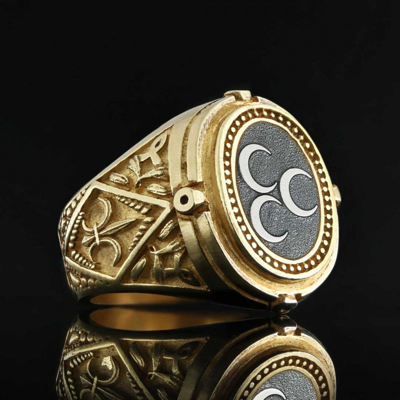 Three Crescent Islamic Ring - view 4