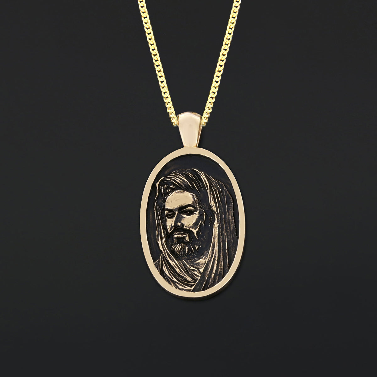 Islamic Oval Pendant, Dhulfiqar Jewelry, Zulfiqar Face Necklace, Zulfiqar Jewelry, Muslim Silver Hazrat Ali Face Necklace