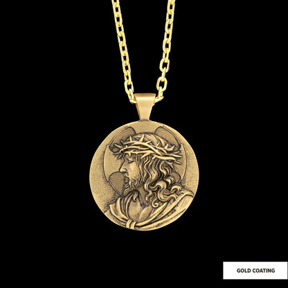 Jesus Christian Pendant, Gold Plated Jesus Necklace, Religious Jewelry, Gift for Her, Gift for Him by SWISS PLUS - Christian 