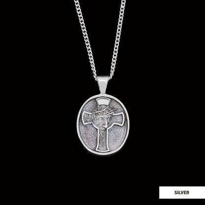 Jesus Cross Necklace, Christ Jesus Silver Necklace, Jesus Men's Gift, Christian Pendant, Gold Plated Cross Pendant Christian 