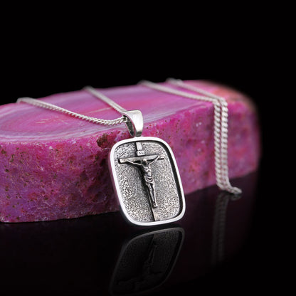 Jesus Cross Necklace, Silver Cross, Jesus Christ Cross Necklace, Catholic Cross, Jesus cross necklace, Religious Jewelry by S