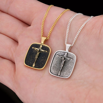 Jesus Cross Necklace, Silver Cross, Jesus Christ Cross Necklace, Catholic Cross, Jesus cross necklace, Religious Jewelry by S