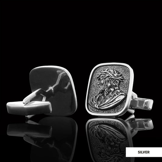 Jesus Cufflinks, Christ Cufflinks, Silver Religious Accessory, Gold Plated Jesus Jewelry, Handmade Christian Cufflinks, Religious Gift Silver