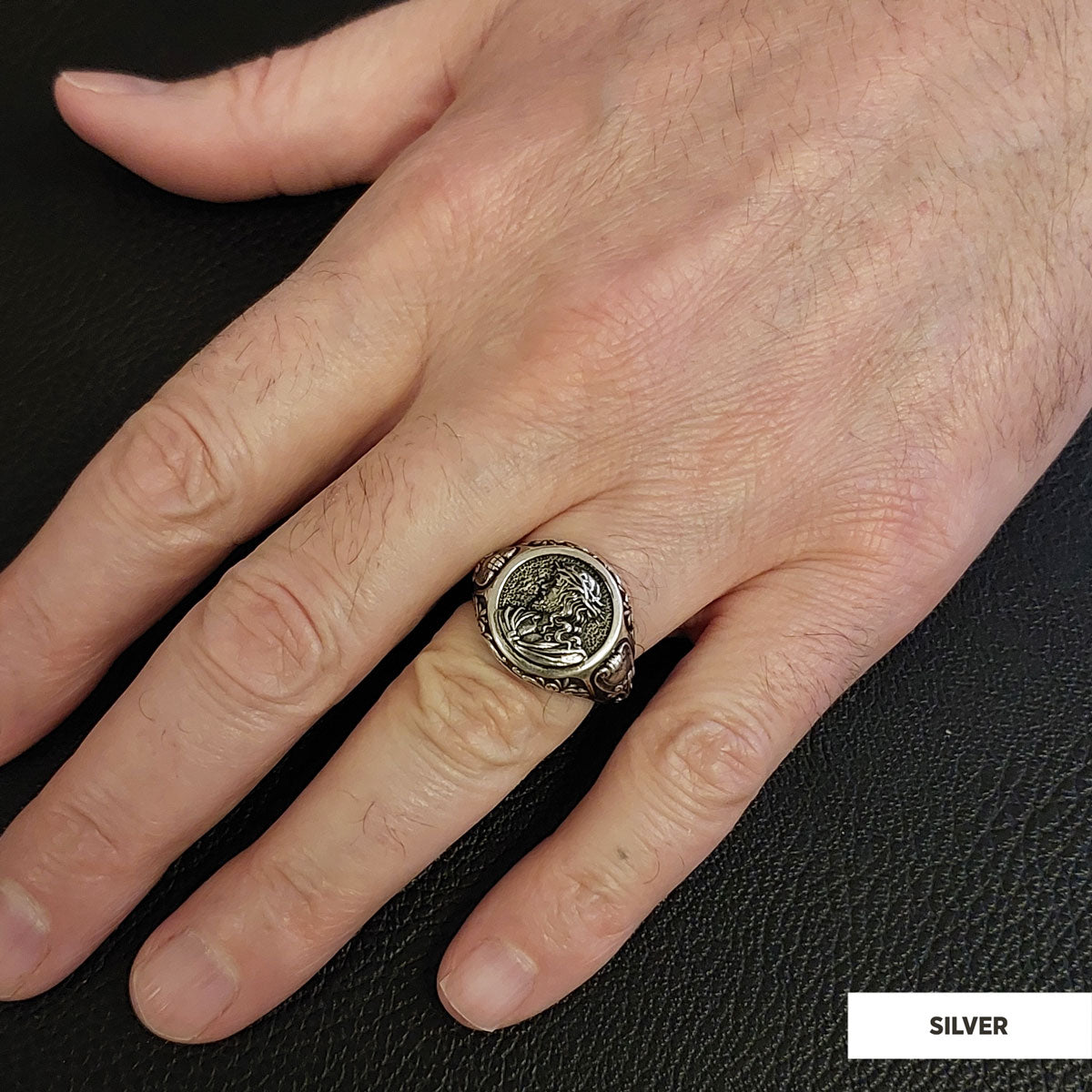 Jesus Motif Ring, Jesus Ring, Silver Religious Ring, Gold Plated Jesus Jewelry, Christian Signet Ring