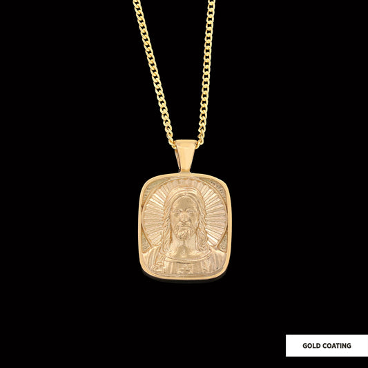 Jesus Necklace, Christ Necklace, Faith Jewelry, Sun and Christian Jewelry, Religious Accessory, Gift for Her Gold Coating