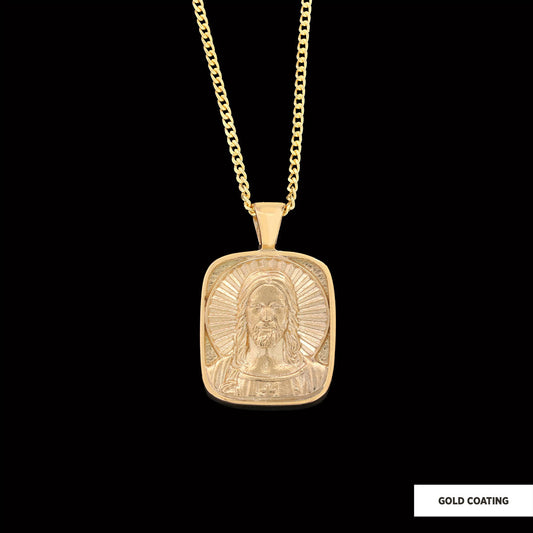 Jesus Necklace, Christ Necklace, Faith Jewelry, Sun and Christian Jewelry, Religious Accessory, Gift for Her Gold Coating