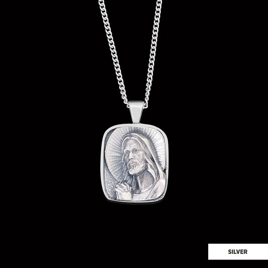 Jesus Necklace, Faith Jewelry, Christ Pendant, Christus Necklace, Sun and Christian Jewelry, Jesus Christian Necklace Silver