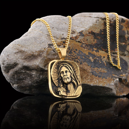 Jesus Necklace, Faith Jewelry, Christ Pendant, Christus Necklace, Sun and Christian Jewelry, Jesus Christian Necklace