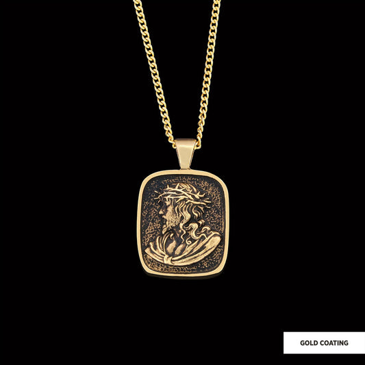 Jesus Necklace, Christ Pendant, Silver Religious Accessory, Gold Plated Jesus Jewelry, Handmade Christian Necklace, Religious Gift Gold Coating