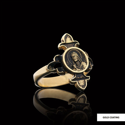Jesus Ring, Gold Plated Jesus Jewelry, Silver Religious Ring, Christian Women Ring, Religious Gift by SWISS PLUS - Christian 