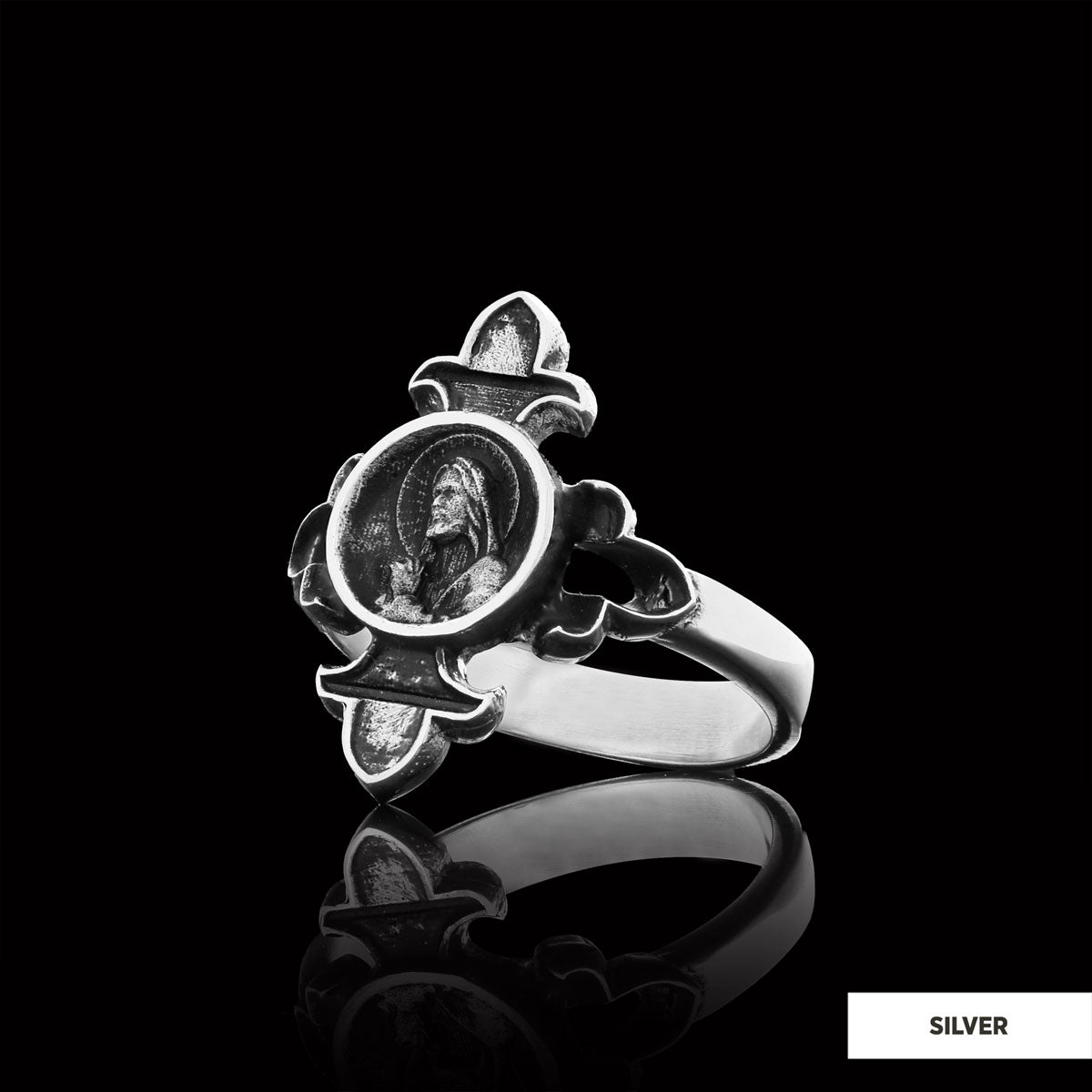 Jesus Ring, Gold Plated Jesus Jewelry, Silver Religious Ring, Christian Women Ring, Religious Gift - view 3