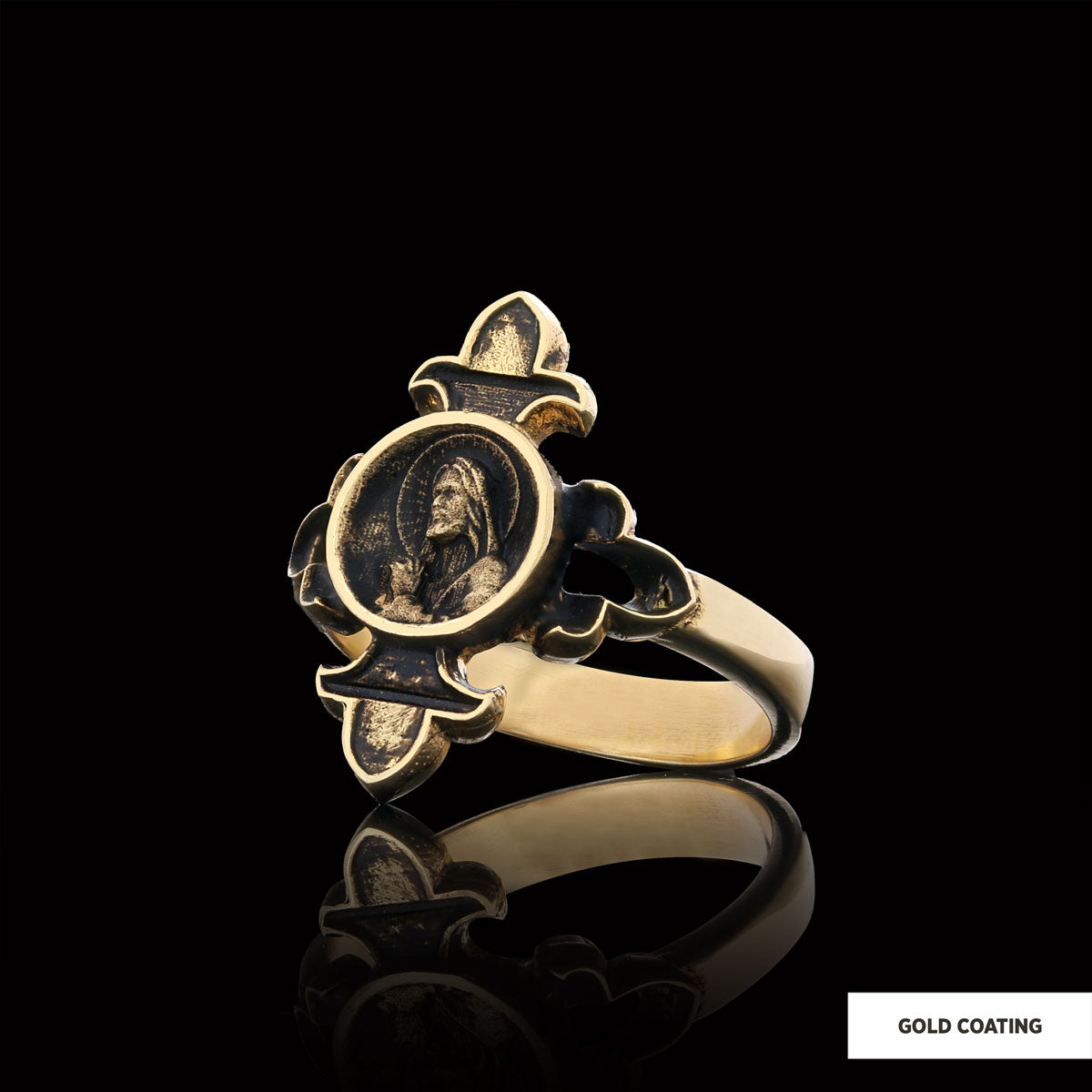 Jesus Ring, Gold Plated Jesus Jewelry, Silver Religious Ring, Christian Women Ring, Religious Gift - view 7