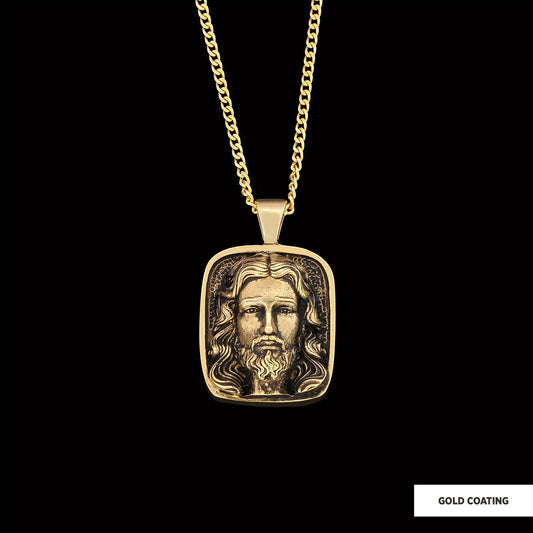 Jesus Silver Necklace, Christian Necklace, Unisex Jesus Pendant, Gold Plated Jesus Jewelry, Men's Religious Gift Gold Coating