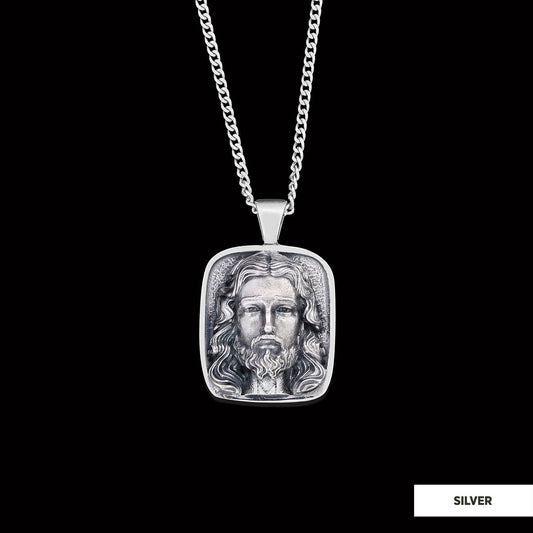 Jesus Silver Necklace, Christian Necklace, Unisex Jesus Pendant, Gold Plated Jesus Jewelry, Men's Religious Gift Silver