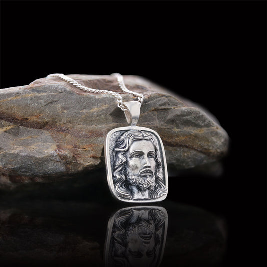 Jesus Silver Necklace, Christian Necklace, Unisex Jesus Pendant, Gold Plated Jesus Jewelry, Men's Religious Gift