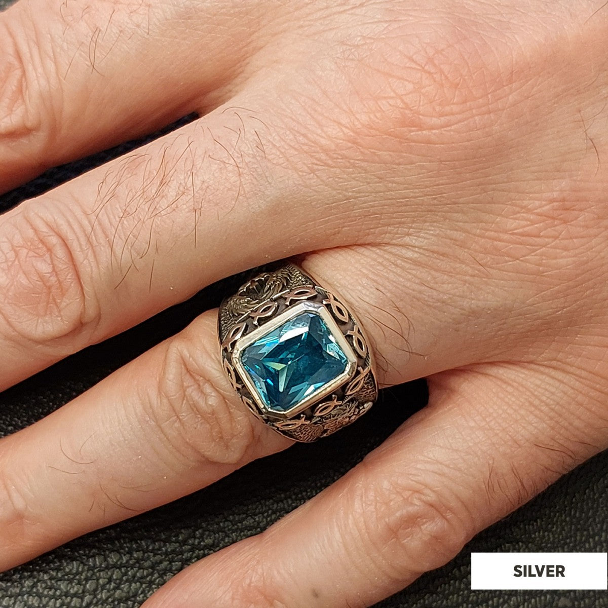 Jesus Stone Square Ring - view 6