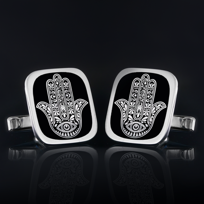 Sterling Silver Jewish Hamsa Cufflink by SWISS PLUS - Jewish Collection - view 4