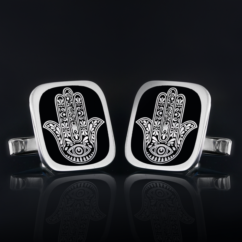 Sterling Silver Jewish Hamsa Cufflink
