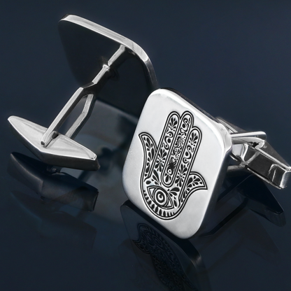 Sterling Silver Jewish Hamsa Cufflink by SWISS PLUS - Jewish Collection - view 5