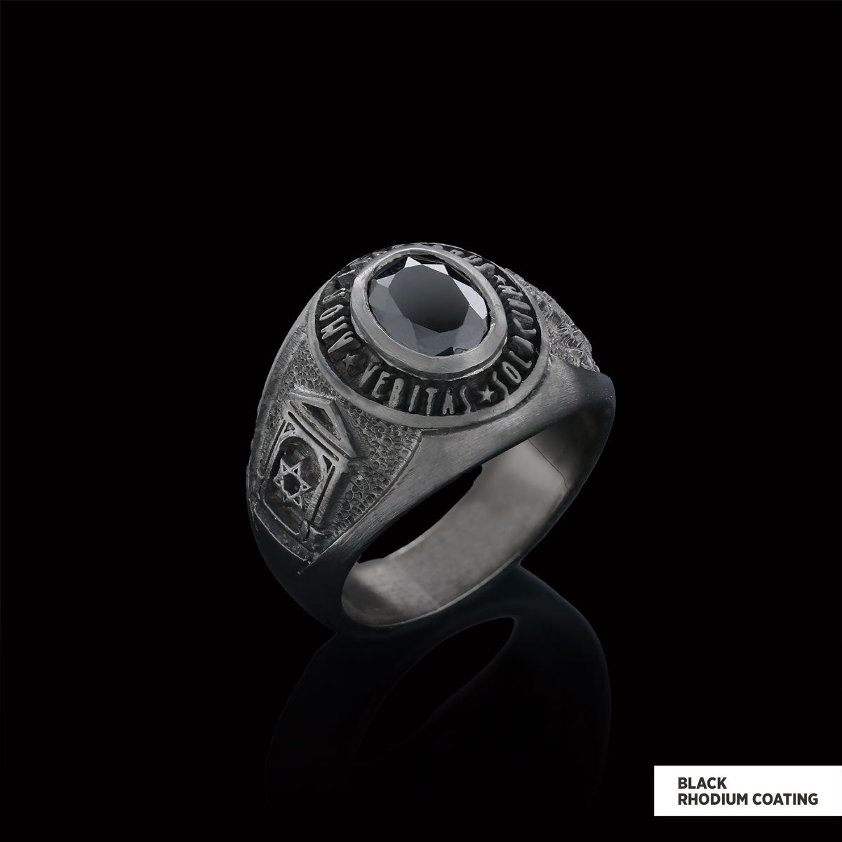 Jewish Masonic Round Ring, Custom Stone Mason Ring, Freemasonic Ring, Master Mason Ring