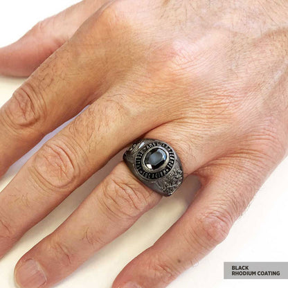 Jewish Masonic Round Ring, Custom Stone Mason Ring, Freemasonic Ring, Master Mason Ring by SWISS PLUS - Jewish Collection - v