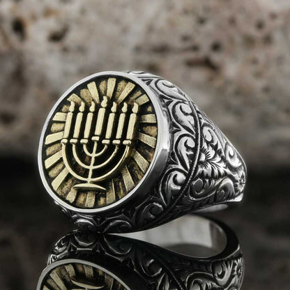 Hanukkah Menorah Ring by SWISS PLUS - Jewish Collection