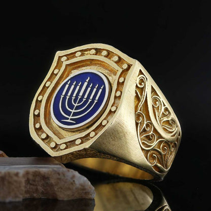 Menorah Embroidered Ring by SWISS PLUS - Jewish Collection
