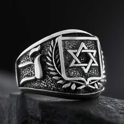 Star of David with Chai Ring by SWISS PLUS - Jewish Collection