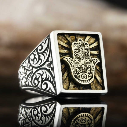 Hamsa Silver Jewish Ring by SWISS PLUS - Jewish Collection