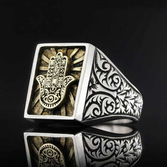 Hamsa Silver Jewish Ring - view 2
