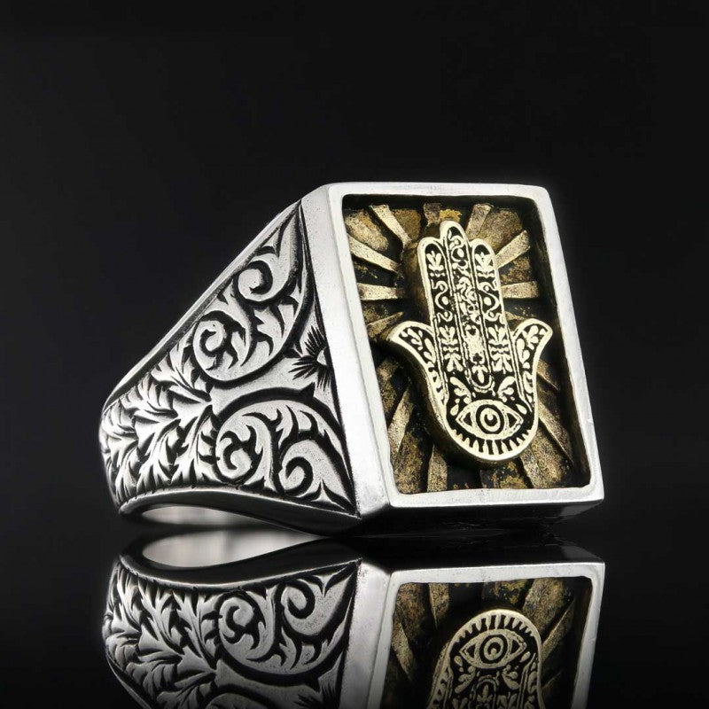 Hamsa Silver Jewish Ring - view 3