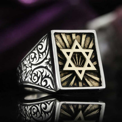 Sterling Silver Magen David Jewish Ring by SWISS PLUS - Jewish Collection