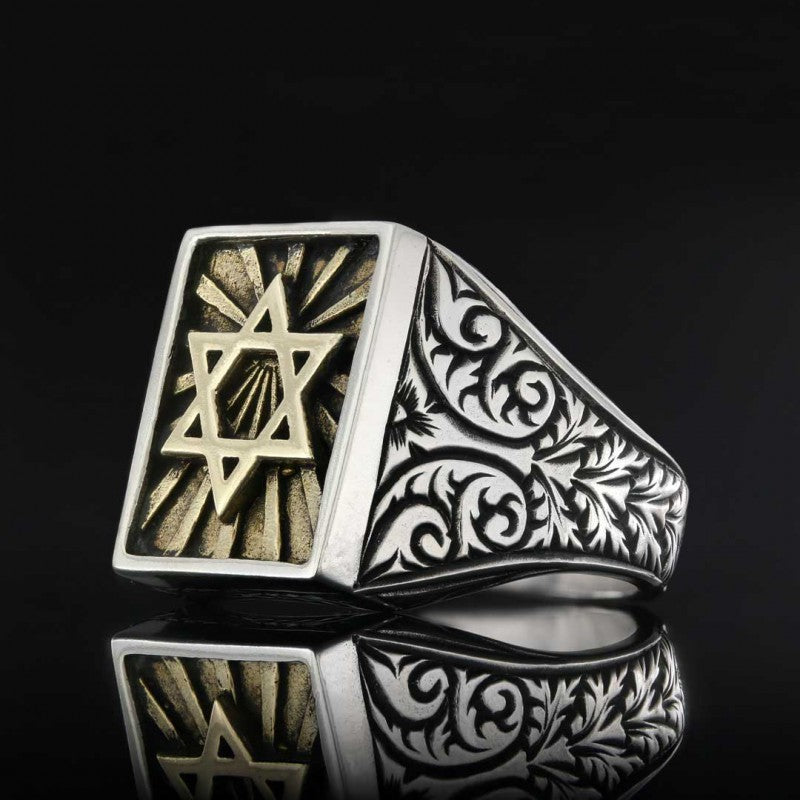 Sterling Silver Magen David Jewish Ring by SWISS PLUS - Jewish Collection - view 2