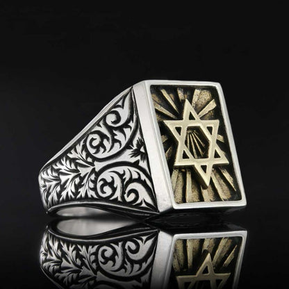 Sterling Silver Magen David Jewish Ring by SWISS PLUS - Jewish Collection - view 3