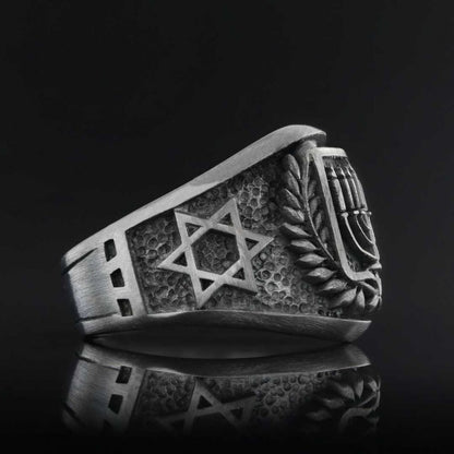 Menograh Isolated Silver Ring by SWISS PLUS - Jewish Collection - view 2