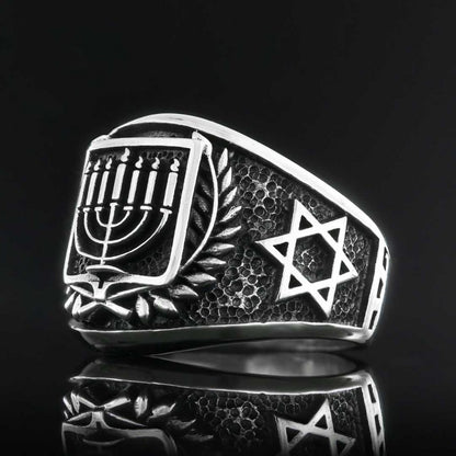 Menograh Isolated Silver Ring by SWISS PLUS - Jewish Collection - view 3