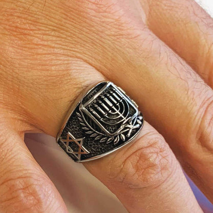 Menograh Isolated Silver Ring by SWISS PLUS - Jewish Collection - view 5