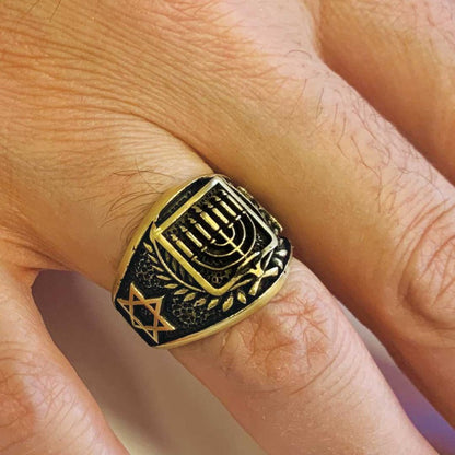 Menograh Isolated Silver Ring by SWISS PLUS - Jewish Collection - view 6