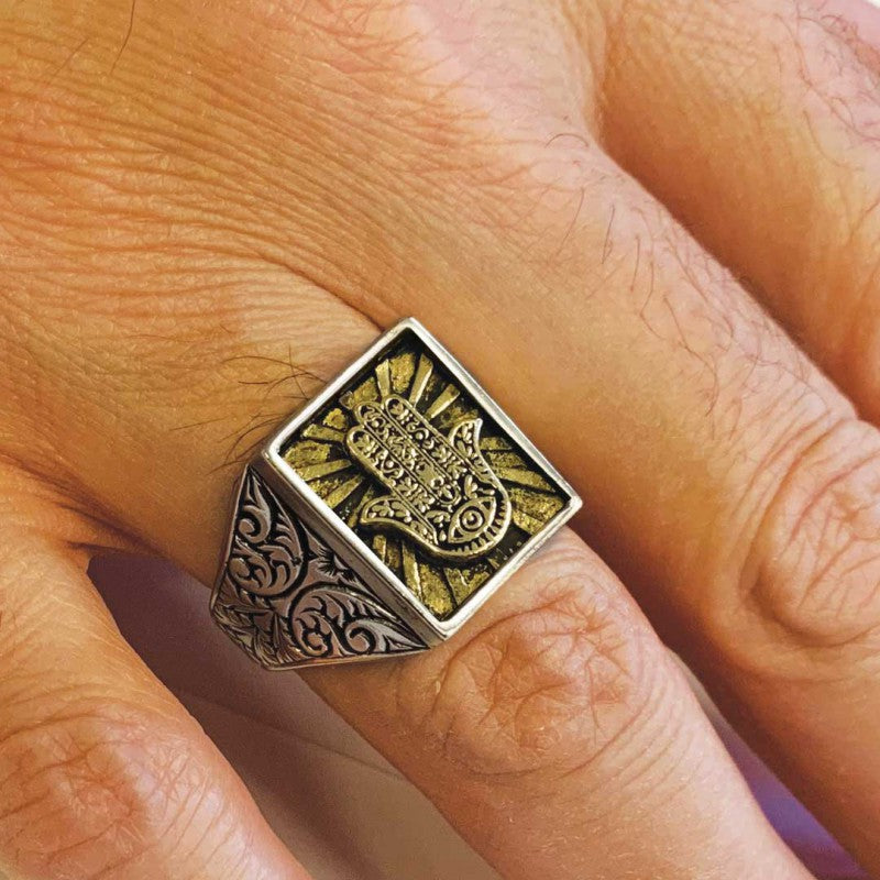 Hamsa Silver Jewish Ring - view 5