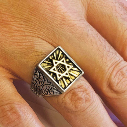 Sterling Silver Magen David Jewish Ring by SWISS PLUS - Jewish Collection - view 5