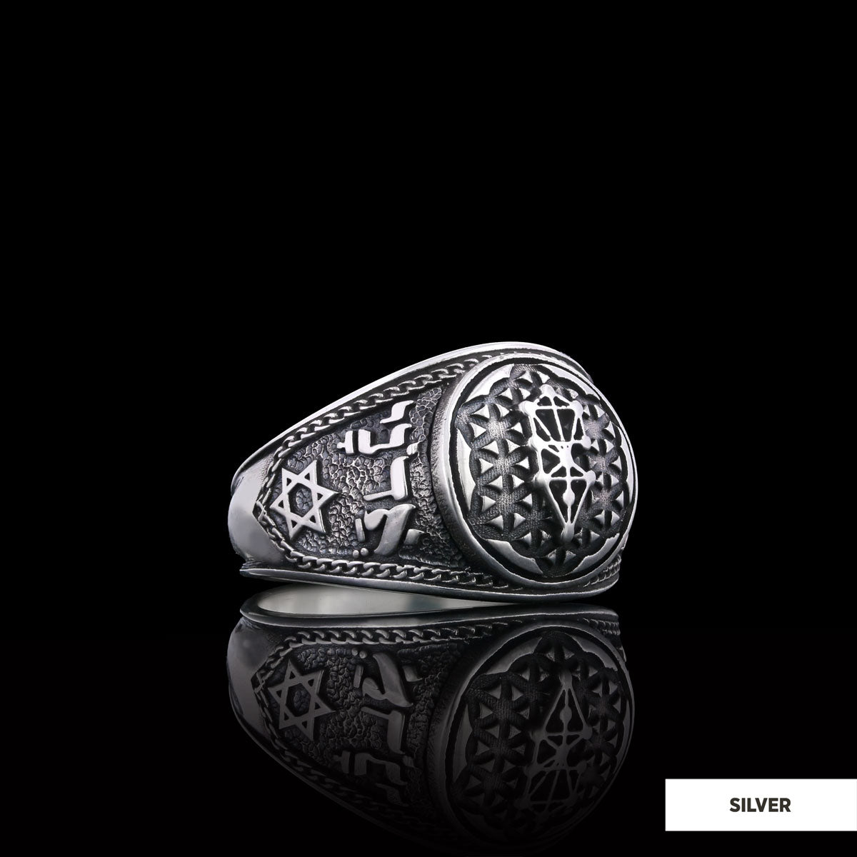 Kabbalah Silver Ring, Kabbalah Ring, Adonai Ring, Kabbalah Jewelry, Star Kabbalah Ring, Religious Gifts - view 3