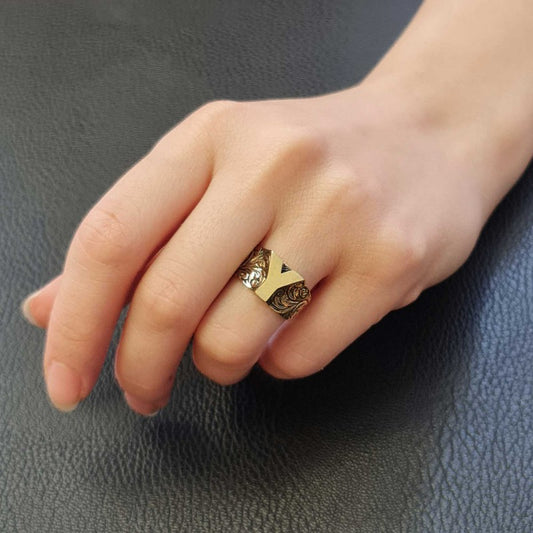 Bold Letter Y Monogram 925 Sterling Silver Women Ring - view 1