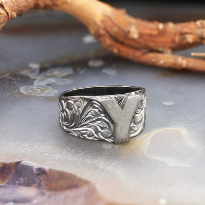 Bold Letter Y Monogram 925 Sterling Silver Women Ring by SWISS PLUS - Letter Collection - view 6