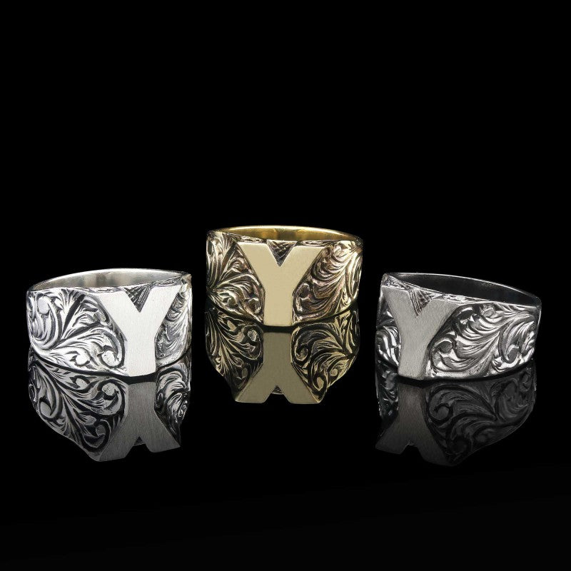 Bold Letter Y Monogram 925 Sterling Silver Women Ring - view 7