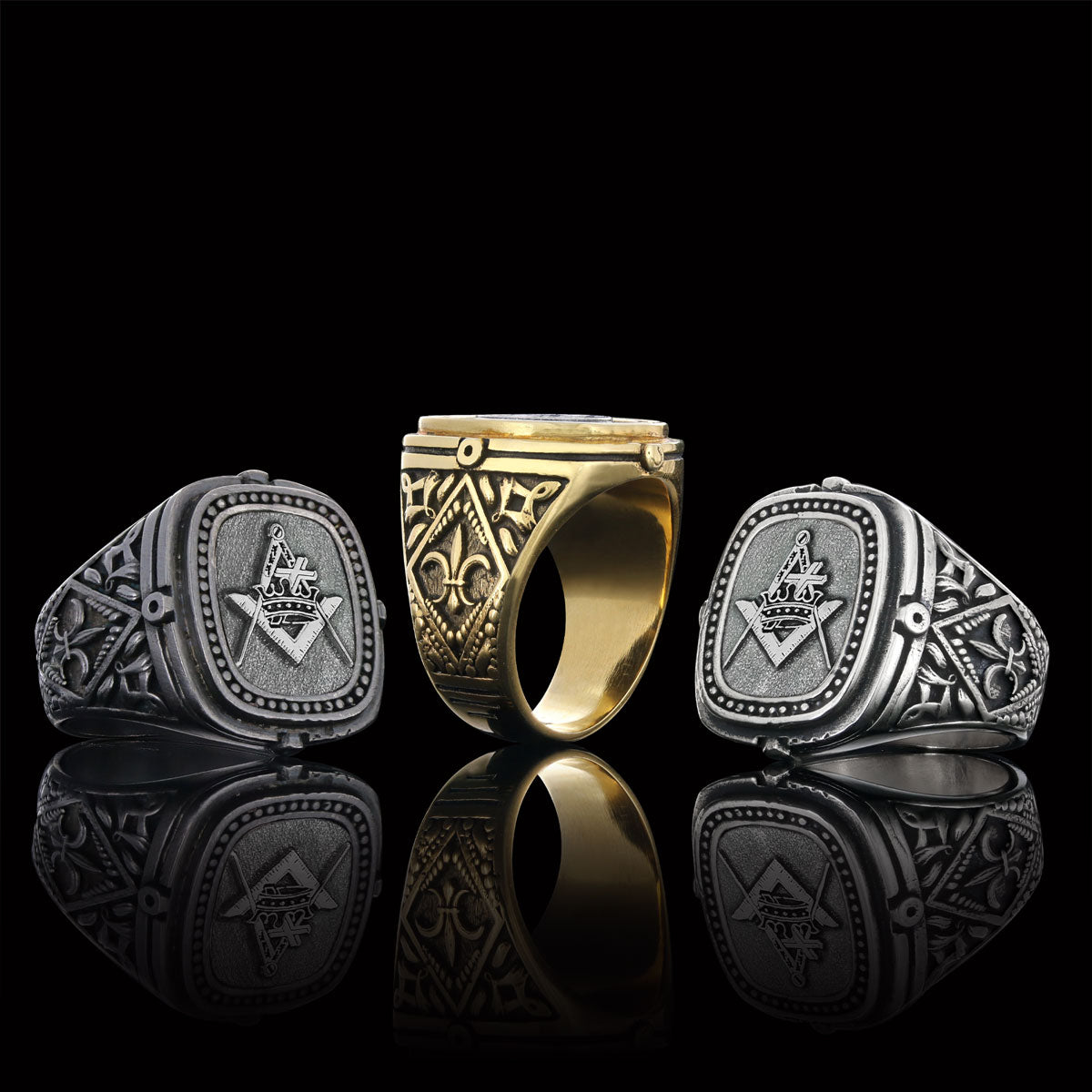 Knights Templar Masonic Ring, Celtic Lodge Masonic Ring, Signet Mason Ring, Mason Jewelry - view 6