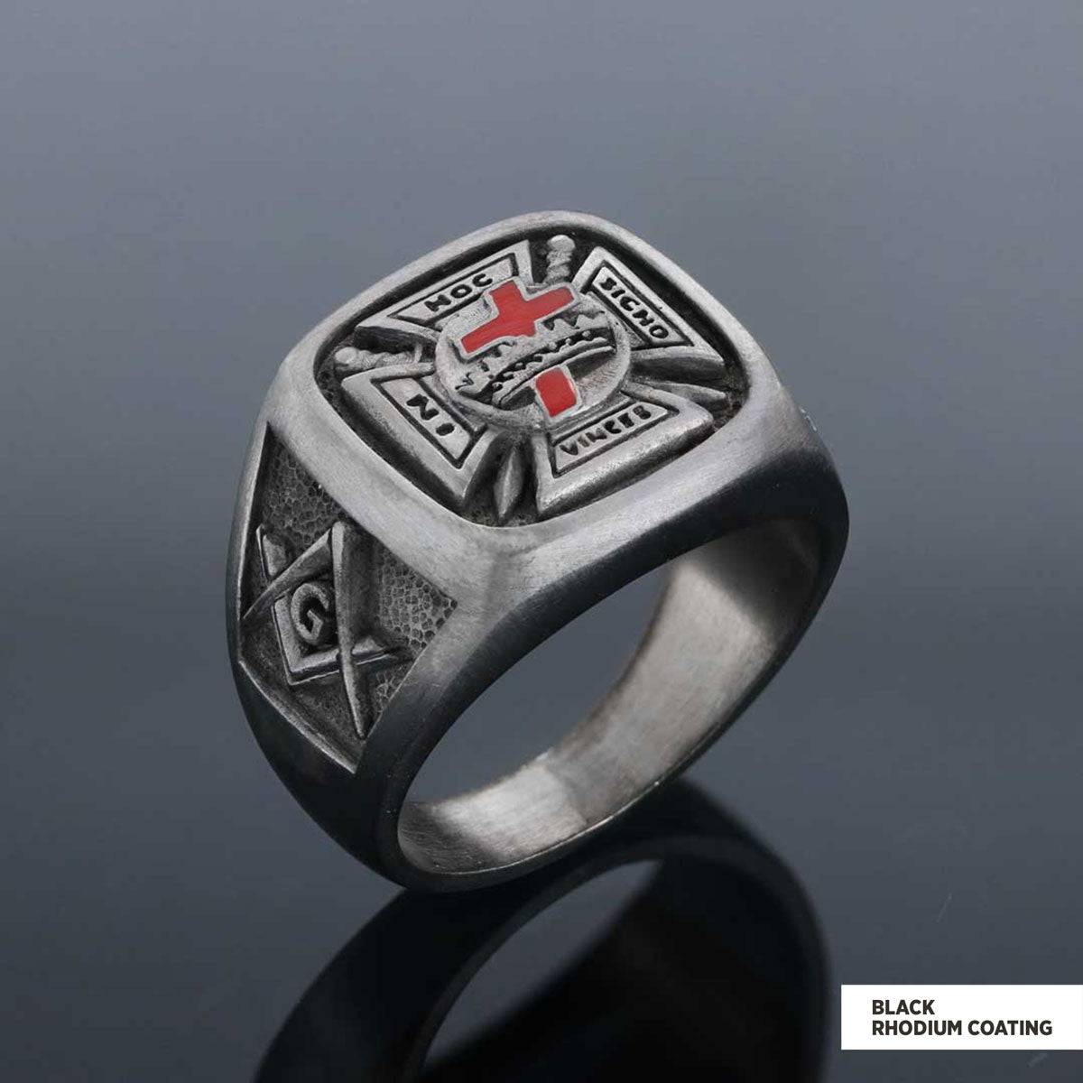 Knights Templar Masonic Ring, Signet Mason Ring, Mason Jewelry by SWISS PLUS - Mason Collection - view 2