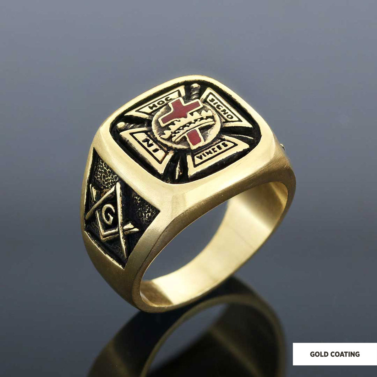 Knights Templar Masonic Ring, Signet Mason Ring, Mason Jewelry - view 4