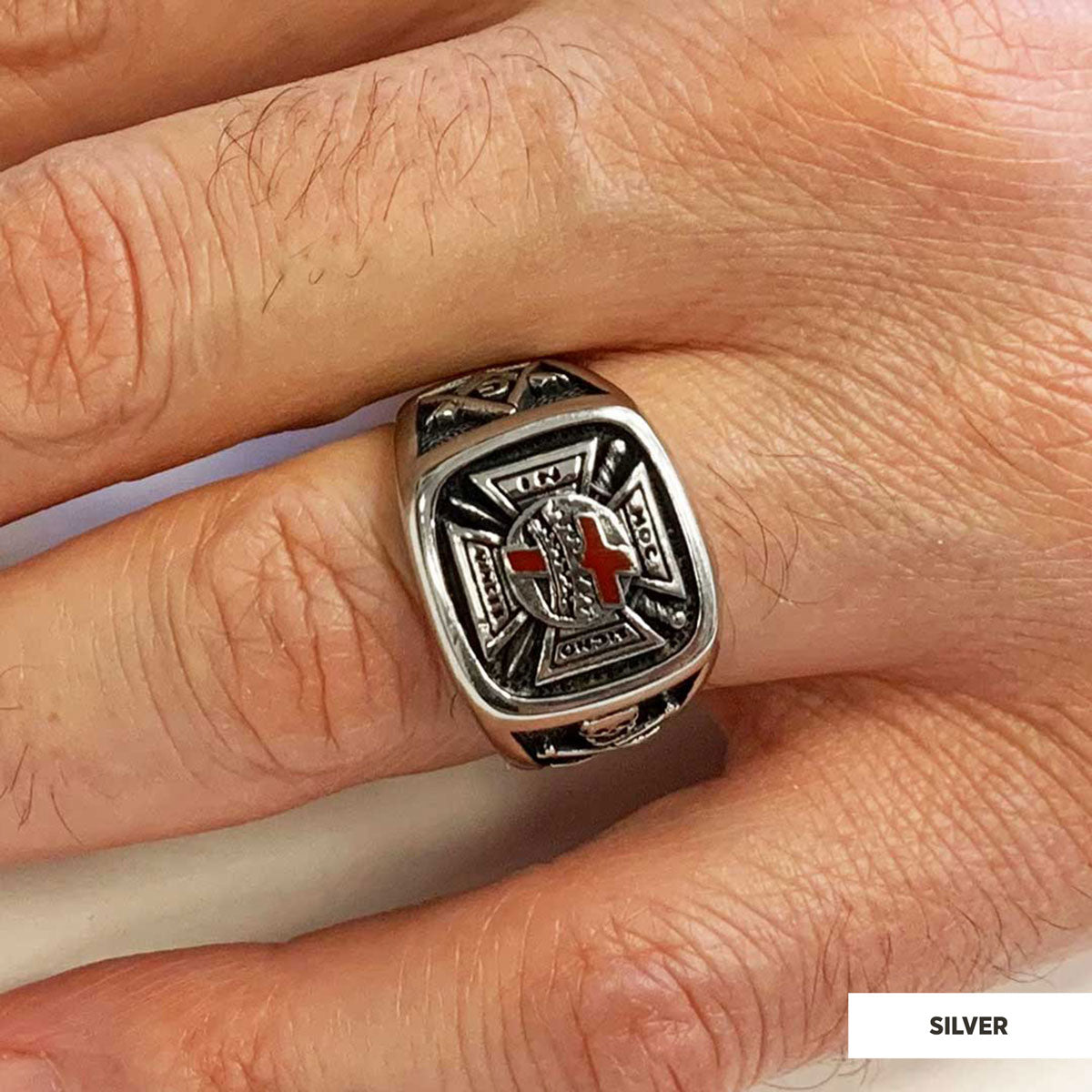Knights Templar Masonic Ring, Signet Mason Ring, Mason Jewelry - view 6